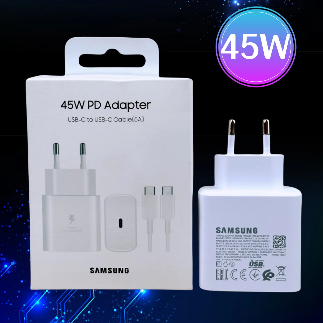 Samaung Original 45W PD Adapter, USB-C with super fast Charging